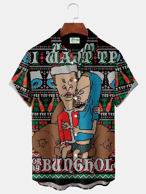 Men's Christmas Funny Graphic Short Sleeve Hawaiian Shirt